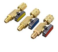 3 unids/set latón R410A válvulas de bola rectas for refrigerante mangueras carga CA 1/4 quot; macho a / 5/16 Cita; Válvula SAE hembra