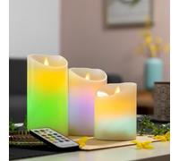 3 Velas A Led Multicolor Efecto Llama Con Control Remoto 12 Colores Innovagoods