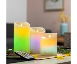 3 Velas A Led Multicolor Efecto Llama Con Control Remoto 12 Colores Innovagoods