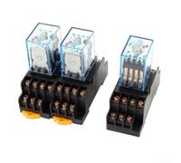 3 x para relé 4PDT CA 110 V 14 polos con zócalo Set 3 x para relé | Incluye 3 zócalos, funcionamiento de 110 V CA, 4 contactos intercambiables, fácil montaje, ahorra espacio