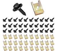 30 juegos de tuercas de brida con tornillos, clips de fijación universal para automóviles, juego de metal. Incluye: tuercas, clips, tornillos, clips en forma de U. Ideal para fijar elementos de la car