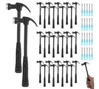 30 mini martillos de plástico con mini destornilladores y sacaclavos, pequeños martillos para el hogar, bricolaje, carpintería, obsequios para niños y adultos