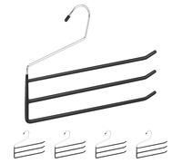 30 perchas para pantalones, múltiples, juego de perchas múltiples, metal, 3 barras para pantalones, abiertas, antideslizantes, para pantalones y faldas, color