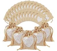 30 Piezas Bolsas de Regalo de Arpillera, Bolsas de Tela Pequeñas Bolsas de Yute con Cordón, Bolsas de Yute para Empacar Dulces Joyas Regalo de Boda y Regalo de Cumpleaños (8 x 10cm)