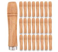 30 Piezas Mango de Madera para Tenedor de Barbacoa, 11 CM | Rosca Metálica Integrada, Acabado Antideslizante Liso, Compatible con Brochetas y Tenedores para Exterior