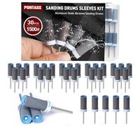 30 Piezas Tambores de Lijadora de Bandas para Dremel, 1500 Granos Mangas de Lijado con Vástago 3 mm Cilindros de Lijado, Abezal de Muela Abrasiva para Lijar, Pulir y Desoxidar Metales