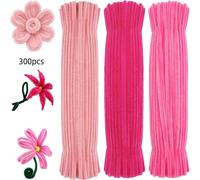 300/470 Piezas de Limpiapipas Rosas para Manualidades, 30 cm de Largo x 6 mm de Grosor, 3 Limpiapipas Esponjosos Surtidos, Juego de Tallos de Chenilla Pastel 300pcs