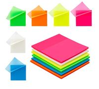 300 NOTAS ADHESIVAS TRANSPARENTES STARPLAST - 76x76mm, para uso escolar o de oficina - PACK 6 COLORES ALEATORIOS