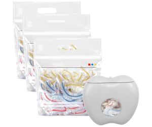 300 tapadera de film transparente con Dispensador, Dispensador con gancho Adhesiva, con 300 Piezas bolsas Cubiertas Elásticas para Alimentos, Caja de Almacenamiento de film en Plástico con gancho