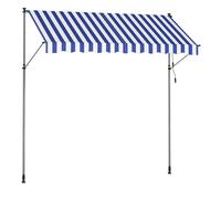 300 x 120 cm Toldo Manual, Toldo Retráctil para Balcón Azul y Blanco
