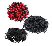 300PCS Kit de riego por goteo automático Sistema de riego de jardín Aspersores de goteo de microirrigación ajustables, estacas de soporte de manguera para sistema de riego de manguera de 4/7 mm-Rojo