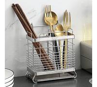 304 Acero inoxidable para colgar utensilios de malla 2 compartimentos palillos/cuchara/tenedor/cuchillo/rack de secado escurridor cesta cubiertos escurridor de almacenamiento (cuadrado)