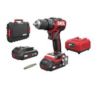 Taladro percutor a batería skil 20v brushless - 2 baterias - cargador de 2,4 a y tope de produndidad, punta doble de destornillador - cd1e3075hc