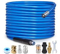 30m High Pressure Washer Drain 3000 PSI/180bar Hose Cleaning Kit Sewer Jetter Kit for Karcher K2 K3 K4 K5 K6 K7 Series & Bosch AQT Household Use Pressure Washer Blue