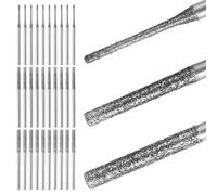 30uds Brocas Diamante Conjunto, 1/2/2,5mm 150 Grado Diamante Punta Brocas 2,2mm Vástago para Taladrado Esmerilado Vidrio Cerámica Piedra Granito Compatible con Dremel Herramientas Rotativas