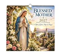 30x30cm Calendario De Pared 2027 Virgen María Cristiano 12 Meses | Calendario Católico Con Oraciones Para Casa Cocina Dormitorio Salón Oficina Navidad Regalo