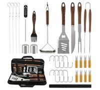 31Pcs Juego de Utensilios para Barbacoa, Accesorios de Parrilla de Acero Inoxidable, Kit de Herramientas Profesionales para Barbacoa con bolsa y cepillo para barbacoa para Camping, Picnic,BBQ