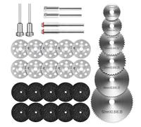 32pcs Mini Discos de Tronzado, Discos de Corte para Dremel Accesorios | 10 unidades de disco de diamante de corte de resina, 10 unidades de disco de corte de resina, 6 hojas de sierra circular HSS