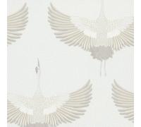 34529 - Papel Tapiz Kumano Stork Blanco Beige Galerie