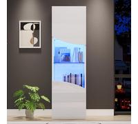 35 x 50 x 165 cm, armario alto brillante con gran espacio de almacenamiento y iluminación LED, diseño de superficie ondulada cóncavo (blanco)