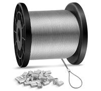 35M 1mm Cable de acero, cable inoxidable 132 LBS de resistencia | 304-7x7 Hilados Antióxido Para Plantas Escaladoras, Cuerda de Ropa de Agujeras, Guirnaldas Luminosas, Cuerda de Tienda