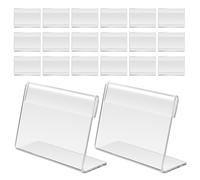 36 Piezas Soporte Pequeño de Acrílico Transparente Ranura | Diseño en L para Mostrador, Película Protectora Removible, Estilo Moderno para Oficina y Buffet