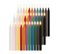 36 velas coloridas, pequeñas, velas, velas, velas, puntiagudas, altura 16 cm, diámetro 1,2 cm, coloridas, velas rituales, decoración de mesa, banquete, boda, multicolor