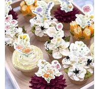 36pcs flores silvestres cupcake toppers decoracion de tartas baby in bloom baby shower cake toppers para mujeres cumpleaños ducha de novia decoración de fiesta de boda