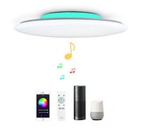 36W Φ40cm Estrellado Plafón Led Lampara Techo Led Compatible Con WIFI Amazon Alexa Google Assinstant y Con Bluetooth Altavoz y Mando Luz Musica Regulable Cambia De Color Para Dormitorio Salon