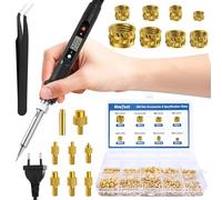 380 Piezas Kit Insertos Roscados, 3D Juego de Insertos Roscados de M2-M8 | 80W LED-Display Soldador Control de Temperatura Digital, Cobre puro Insertos de Tuercas para Componentes de Impresión 3D
