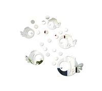 3D - Adhesivo decorativo de fibra acrílica, diseño y burbujas, pegatinas espejo respetuosas con el medio, adhesivos pared para dormitorio, salón, cuarto baño, decoración (plata)