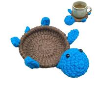 3D Animal Crochet Coaster Handmade Wool Polyester Drink Mat 10x10cm Cute Frog Mouse Turtle Table Protector Gift For Coffee Lovers Home Desk Decor