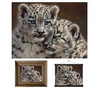 3D LiveLife Lenticular Cuadros Decoración -Amiguetes cachorros de Deluxebase. Poster 3D sin marco de leopardos de nieve. Obra de arte original con licencia del reconocido artista, Collin Bogle