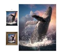 3D LiveLife Lenticular Cuadros Decoración - Salto de ballena de Deluxebase. Poster 3D sin marco del océano. Obra de arte original con licencia del reconocido artista, David Penfound
