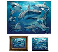 3D LiveLife Lenticular Cuadros Decoración - Tiburón blanco de Deluxebase. Poster 3D sin marco del océano. Obra de arte original con licencia del reconocido artista, David Penfound