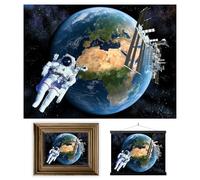 3D LiveLife Lenticular Cuadros Decoración - Tierra desde el Espacio de Deluxebase. Poster 3D sin marco de astronomía. Obra de arte original con licencia del reconocido artista, David Penfound