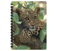 3D LiveLife Libreta - Abraza árboles de Deluxebase. Libreta pequeña A6 con espiral, lenticular 3D de leopardo y hojas lisas recicladas. Ilustraciones con licencia del reconocido artista Collin Bogle