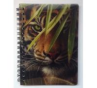 3D LiveLife Libreta - Bosque esmeralda de Deluxebase. Libreta pequeña A6 con espiral, lenticular 3D de tigres y hojas lisas recicladas. Ilustraciones con licencia del reconocido artista Collin Bogle