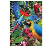 3D LiveLife Libreta - Loro de Deluxebase. Libreta pequeña A6 con espiral, lenticular 3D de pájaros tropicales y hojas lisas reciclada. Ilustraciones con licencia del reconocido artista David Penfound