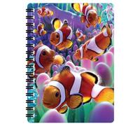 3D LiveLife Libreta - Pez payaso de Deluxebase. Libreta pequeña A6 con espiral, lenticular 3D del océano y hojas lisas recicladas. Ilustraciones con licencia del reconocido artista David Penfound