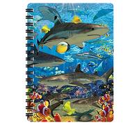 3D LiveLife Libreta - Tiburón de Deluxebase. Libreta pequeña A6 con espiral, lenticular 3D del océano y hojas lisas recicladas. Ilustraciones con licencia del reconocido artista David Penfound