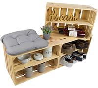 3er set hermoso estable Caja de fruta Elfriede con Tabla central/Tabla intermedia en oscuro/Natural/flameado ca total 54x35x30 cm LxWxH Zapatero Estante de almacenaje con suplemento Cajas de vino