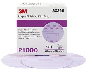 3M 30366-50PK Hookit 3" Purple Finishing Film Disc, (Pack of 50)