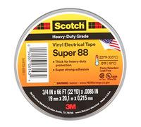 3M 80610833867 Scotch Super 88 Cinta Eléctrica de Vinilo de Grado Profesional, 19 mm x 20 m, 1 Rollo