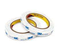 3M - Cinta adhesiva de doble cara 1600T extrafuerte de espuma de polietileno de 12 mm x 5 m, 2 rollos, cinta de montaje impermeable para interiores y exteriores, para fijación de objetos y cuadros (2