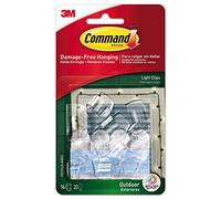 3M Command Outdoor Light Clip 16/Pkg-16 Clear Clips & 20 Strips