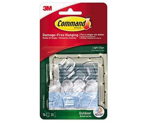 3M Command Outdoor Light Clip 16/Pkg-16 Clear Clips & 20 Strips