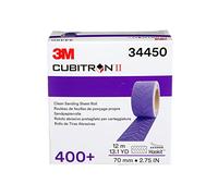 3M Cubitron II Hookit 34450 - Rollo de hojas abrasivas, multiagujero, 70 mm x 12 m, grado 400+, papel de lija automotriz para eliminación de revestimientos, reparación de carrocería, lijado automático