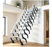 3m Escalera telescópica para ático, Escaleras de Loft montadas en la Pared Que se despliegan hacia Abajo, Escalera Mural retráctil con 2 barandillas, Capacidad 350 kg,Antideslizantes (12 escalones)