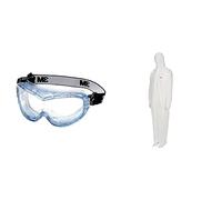 3M Fheit Fahrenheit 71360-00012M Gafas de Seguridad + Mono de Seguridad con Capuchon, en Polipropileno, Blanco, Tamaño M